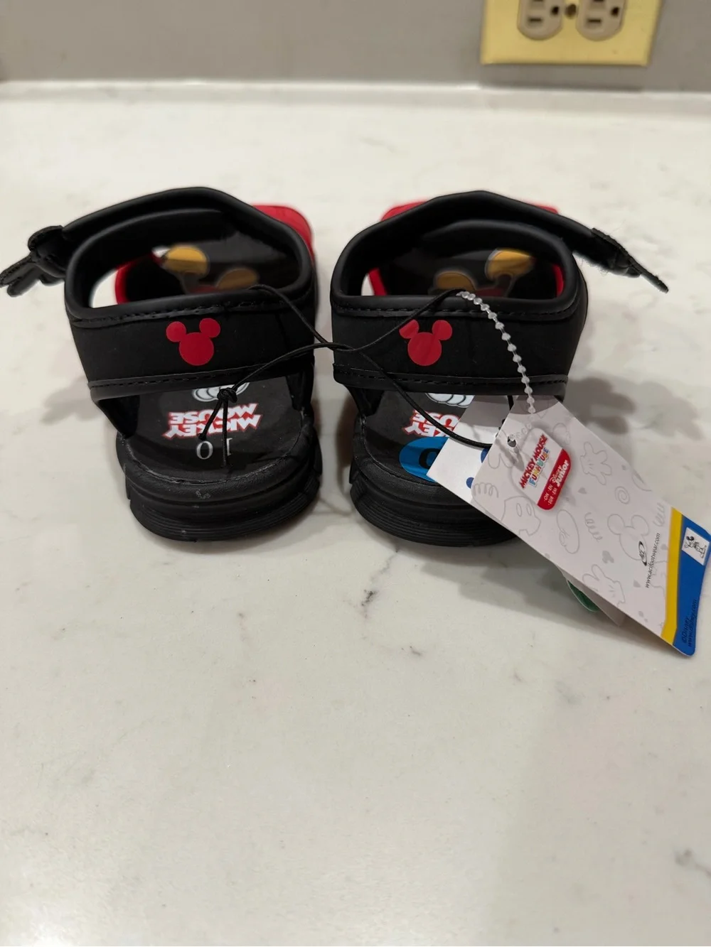 Disney Mickey Black and Red Kids Sandals with Character Accents